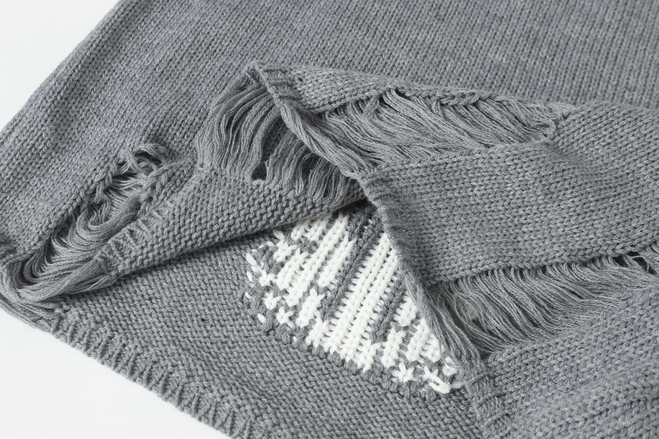 P260 #M901 Cross-border running quantity model, please do not place an order if you pursue quality - Chrome Hearts/Chrome Heart Jacquard Sanskrit Cross✝️Frayed knitted sweater - High weight, high density and high quality. The wool is soft, delicate and skin-friendly. Soft and silky to the touch. Warmth and skin-friendly are excellent. - Custom-woven and dyed with no color difference. No matter the fabric or workmanship details, it beats the ordinary version on the market. - Hardware zipper accessories are all customized and full of details - Color: gray -Size: S M L XL